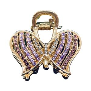 Gold and Purple Crystal Butterfly Hair Clip 2.0”